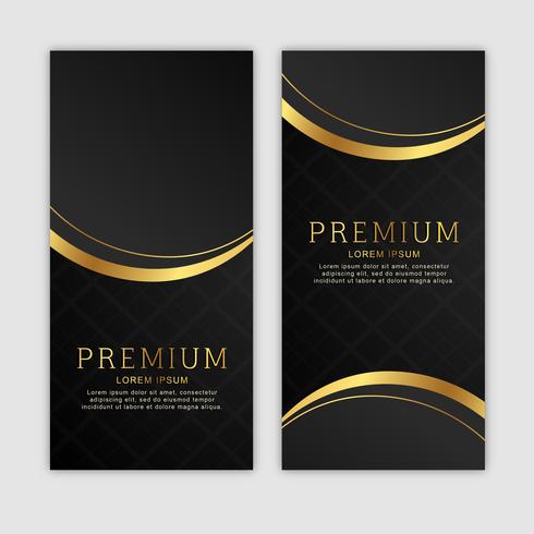 Conjunto de banner vertical dorado premium vector