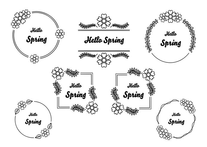 Hand drawn spring floral frames set for branding vector