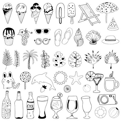Hand Drawn Summer Elements Collection vector