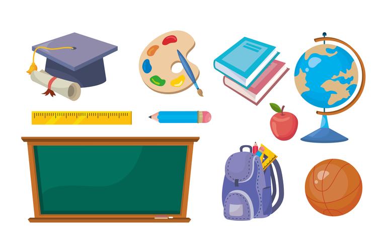 Set of elementary education classroom objects  vector