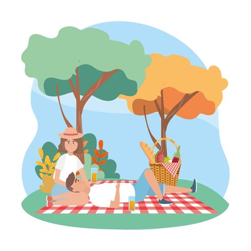 Couple on blanket at picnic  vector