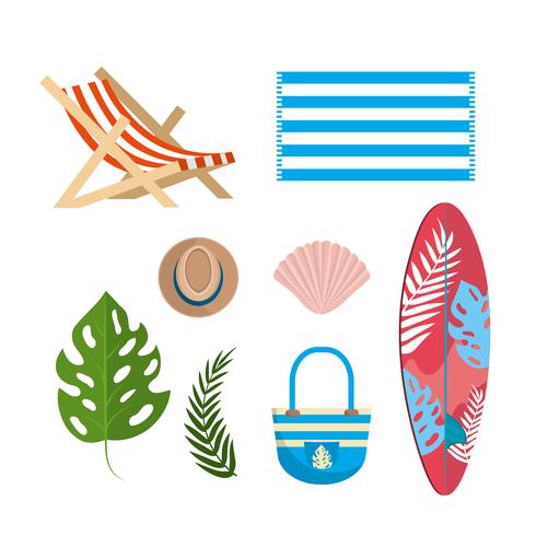 Set of summer lifestyle elements  vector