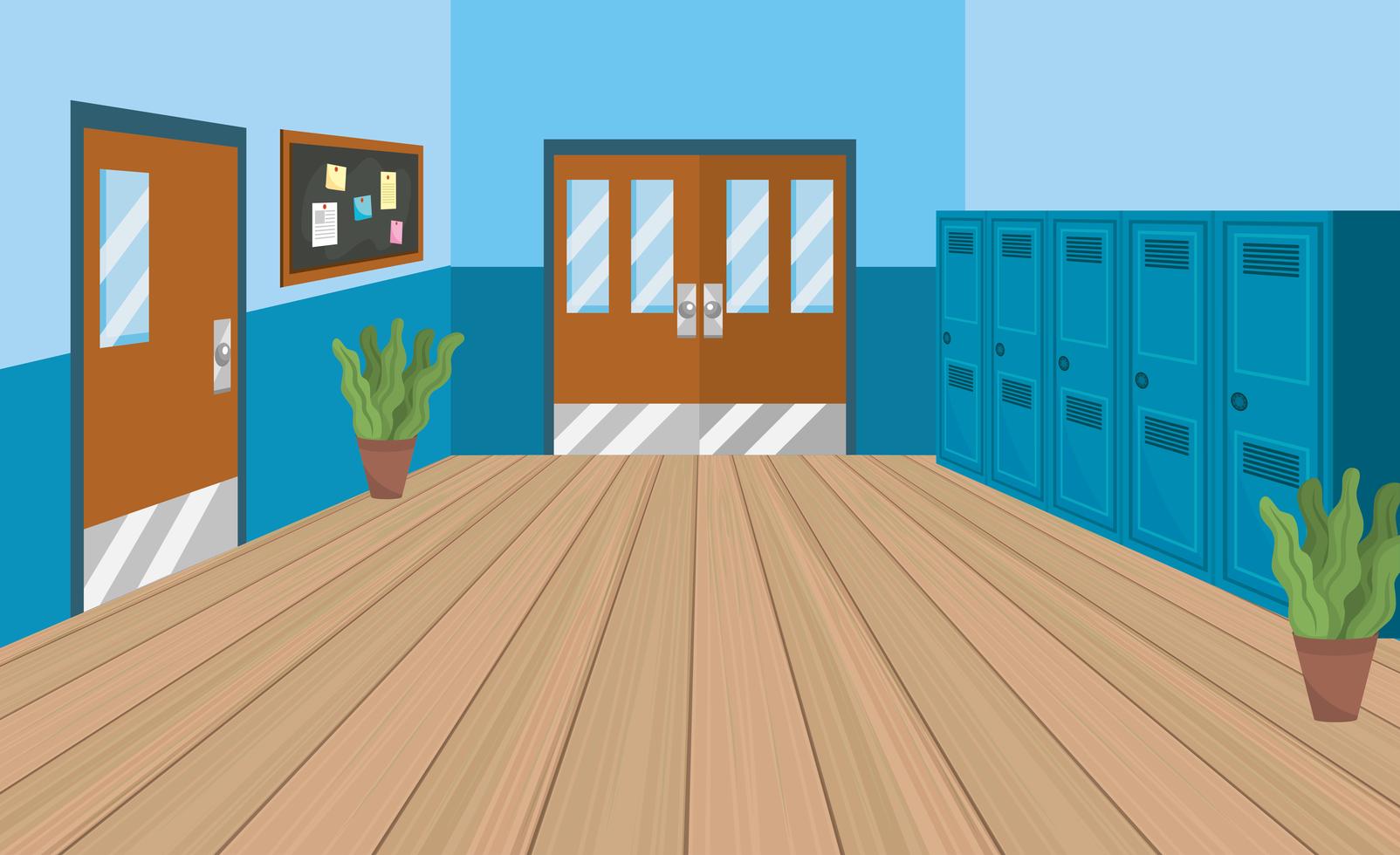 Empty school hallway with lockers 670423 Vector Art at Vecteezy