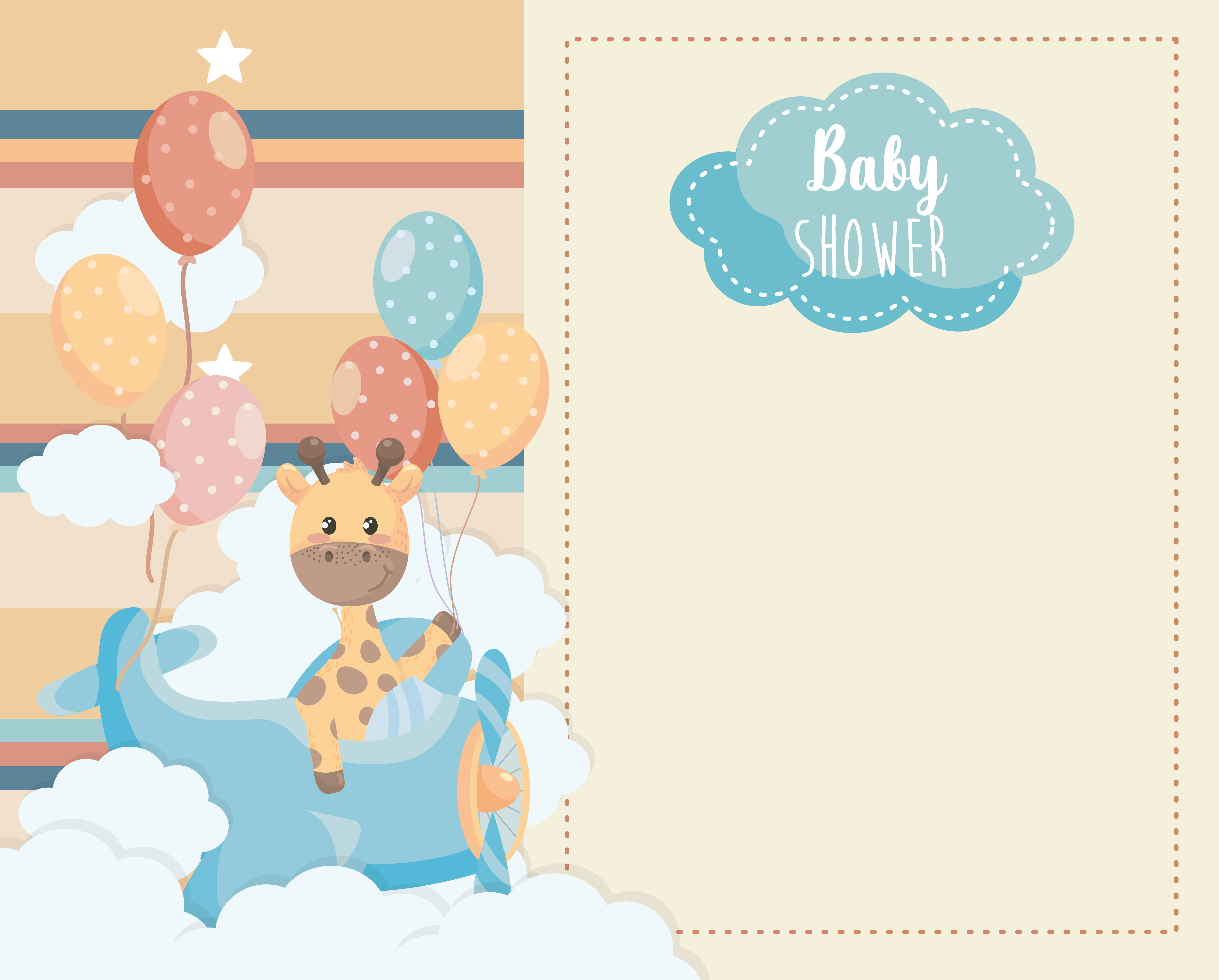 Tarjeta de Baby Shower con jirafa en avión - Descargar ...
