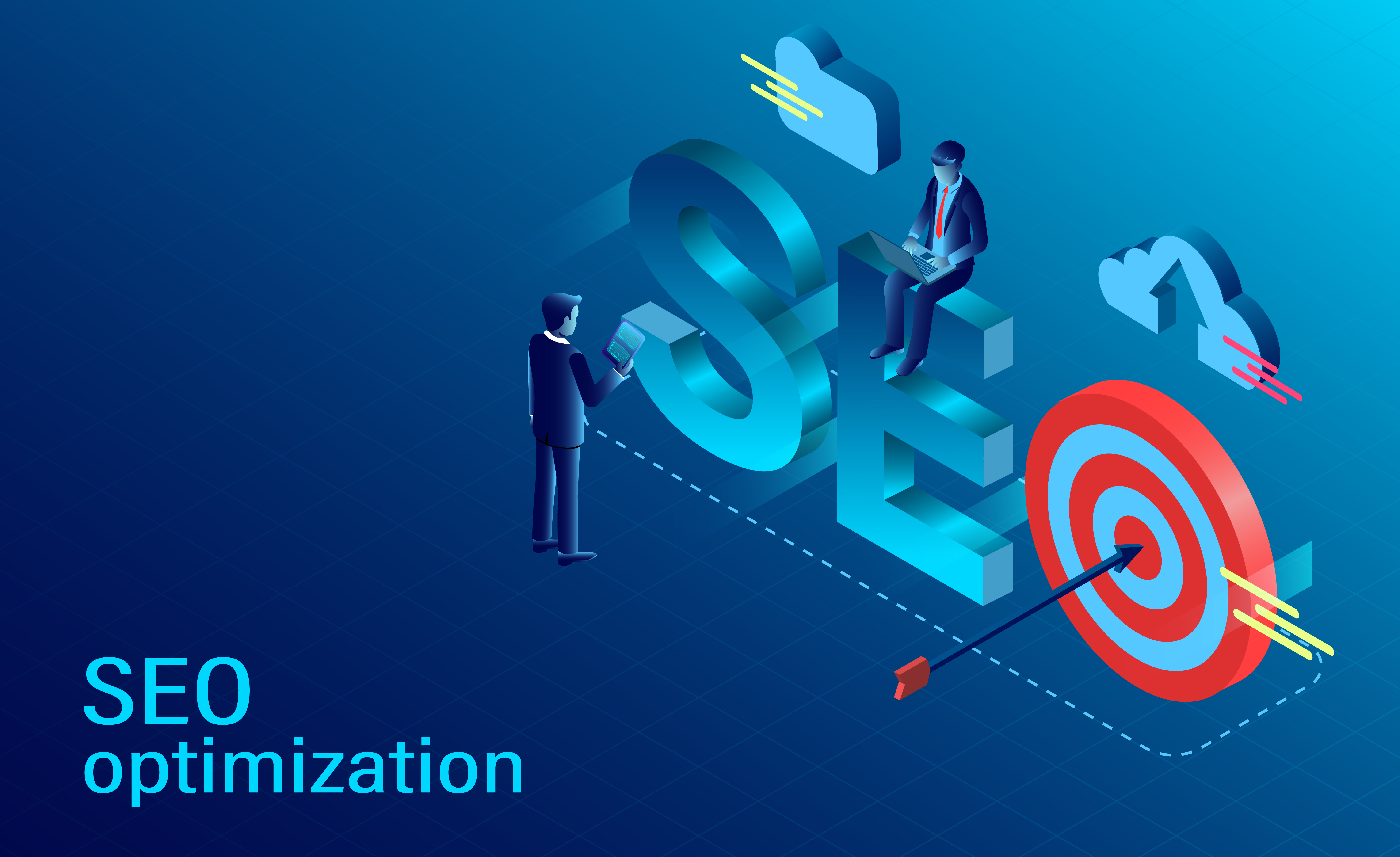 Seo Optimization concept with two business men and target 670504 Vector ...