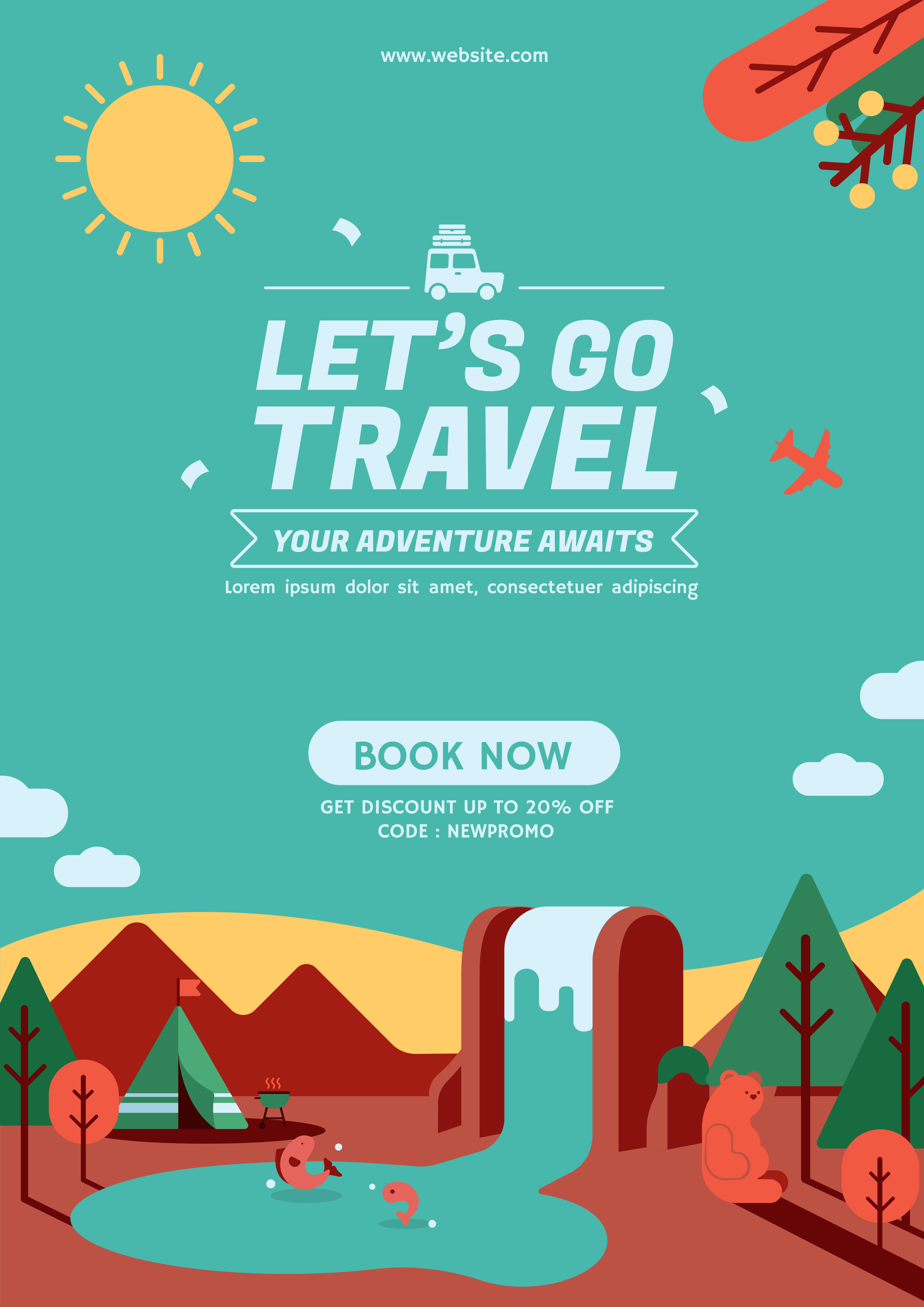 Lets go travel poster 670519 Vector Art at Vecteezy