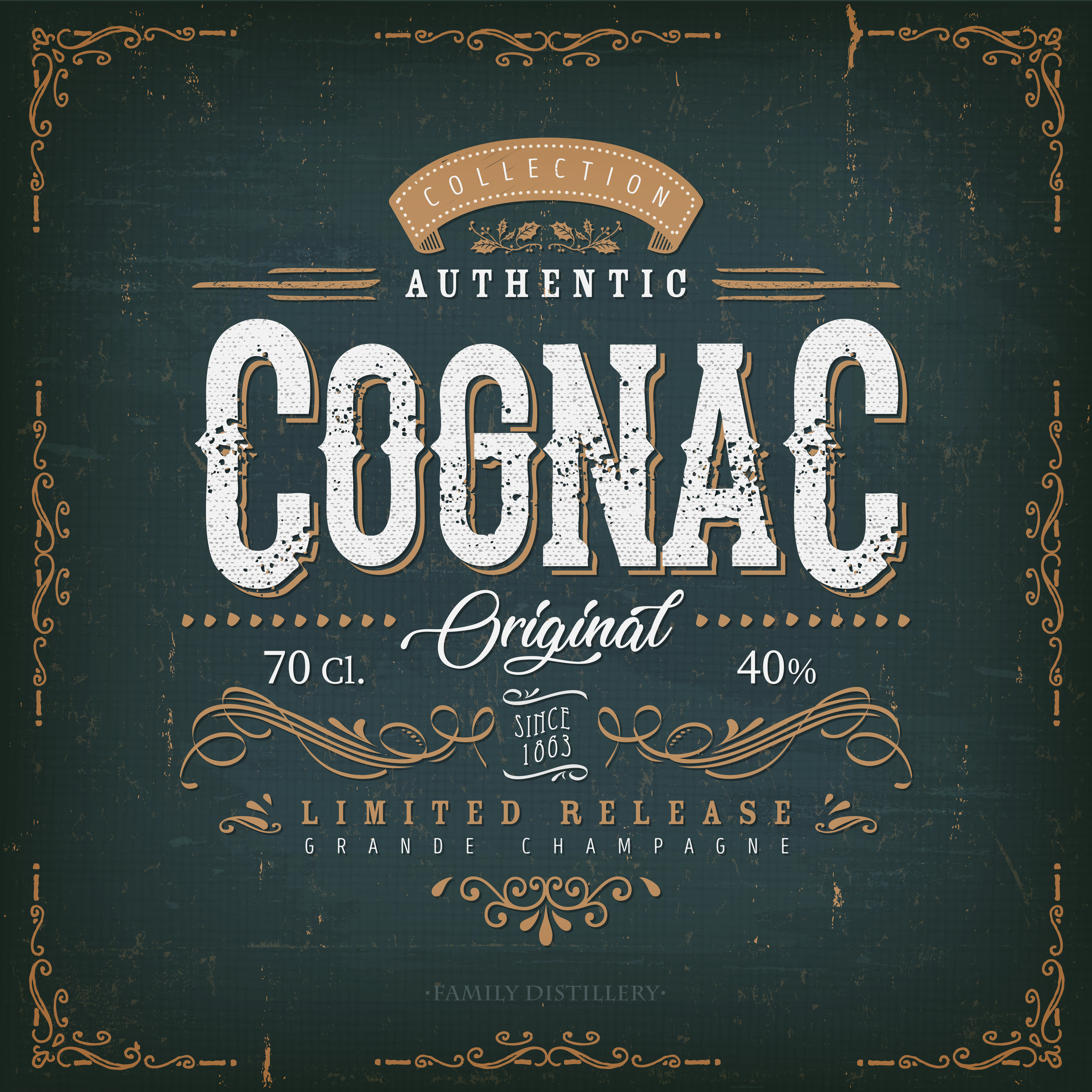 Download Vintage Cognac Label For Bottle - Download Free Vectors, Clipart Graphics & Vector Art