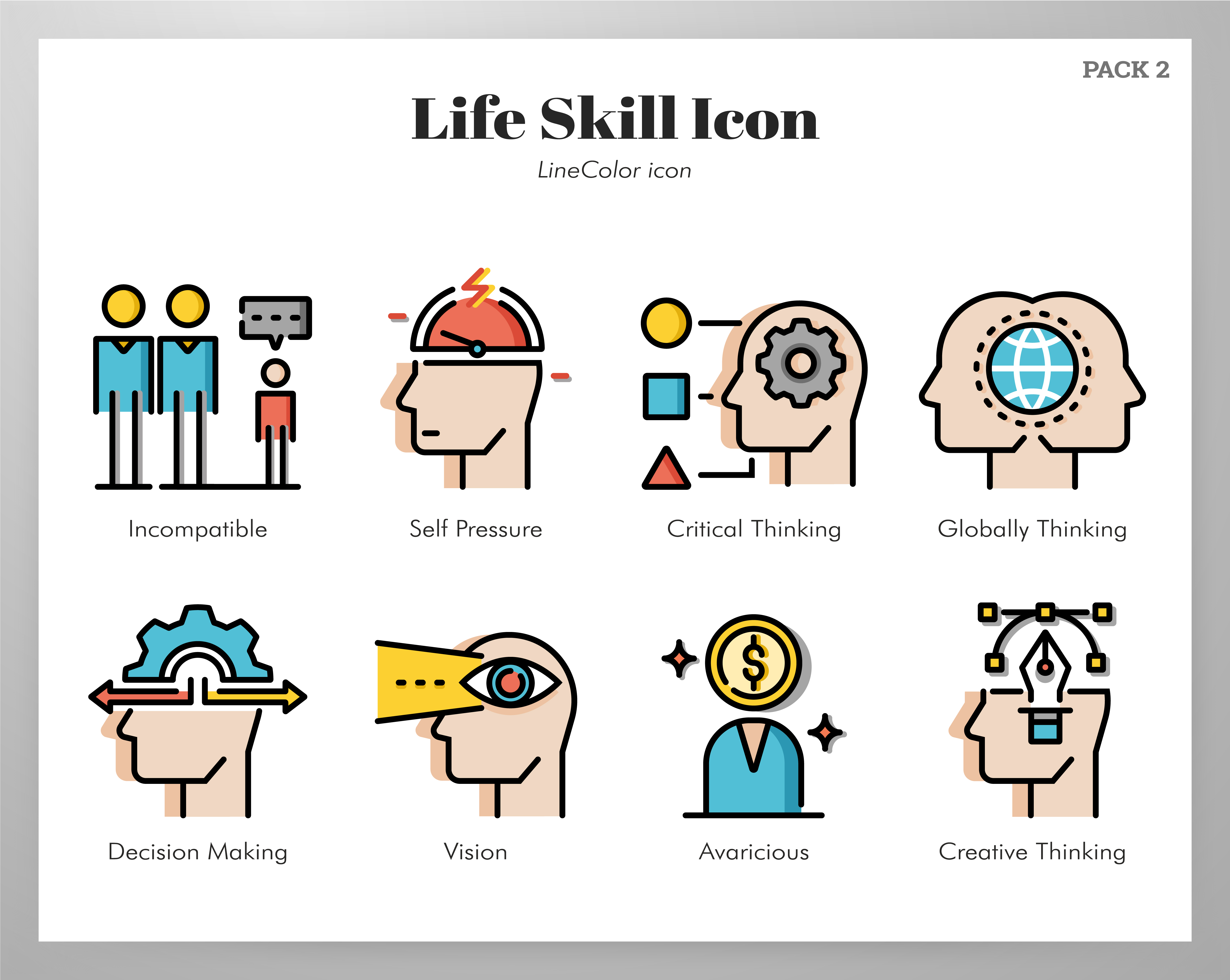 life skill icons linecolor pack 670580 vector art at vecteezy