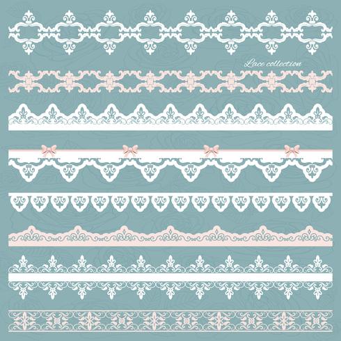Set of cute straight lace in pastel colors. vector