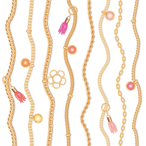 Seamless pattern with jewelry elements, pendants and tassels vector