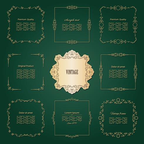 Luxury golden frames and borders set. vector