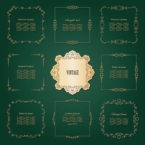 Luxury golden frames and borders set. vector