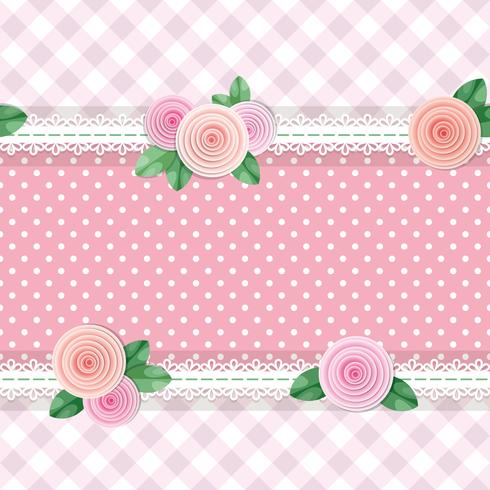 Shabby chic textil sin fisuras de fondo con rosas y lunares vector