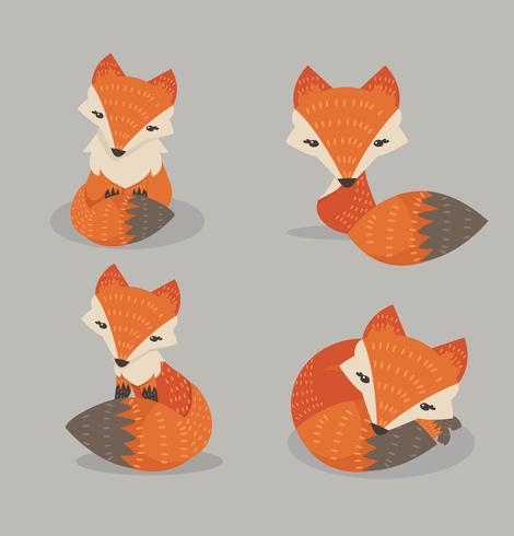 Cute fox set in different poses vector