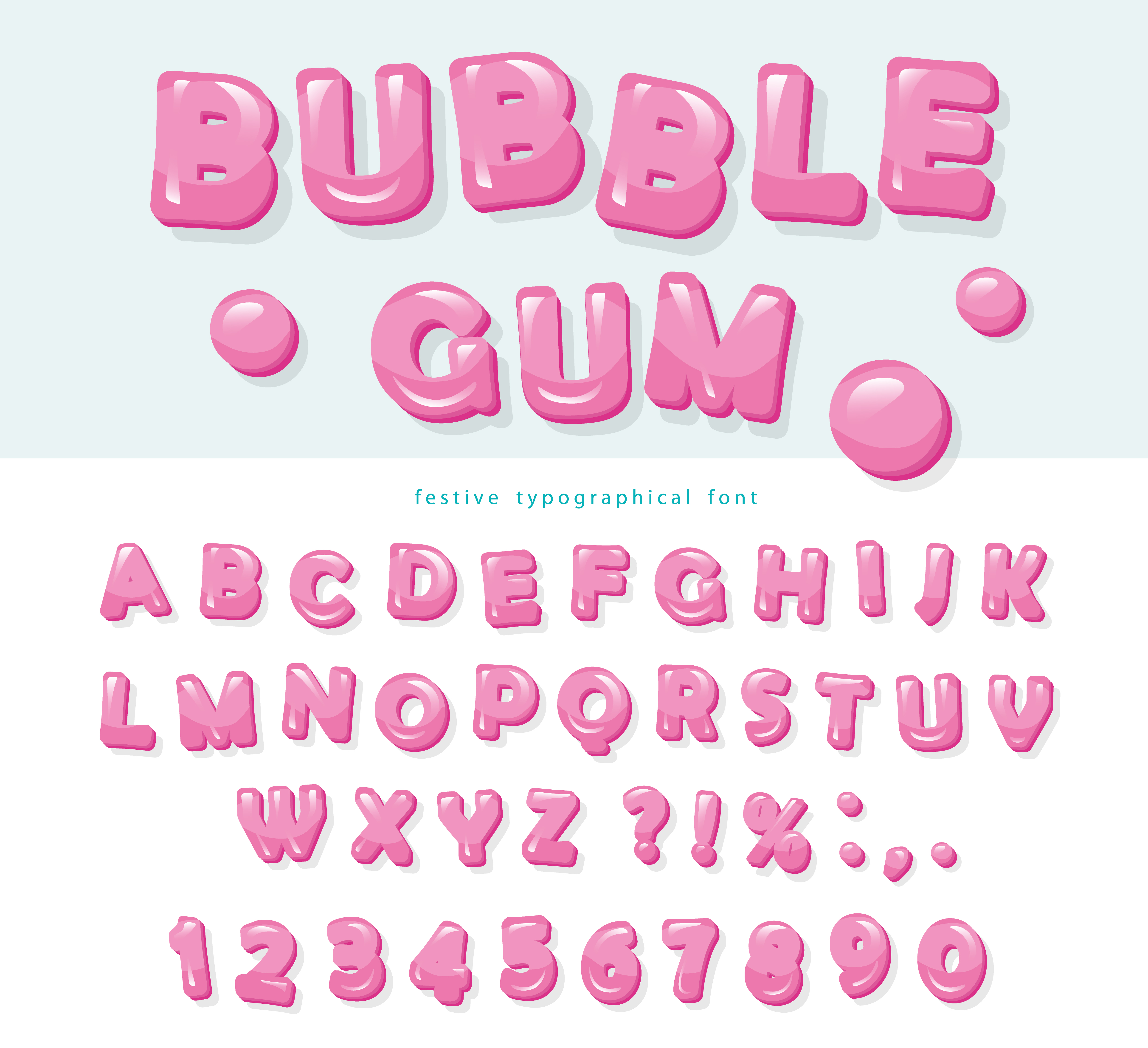 Bubble Gum Font Design Sweet Abc Letters And Numbers Download