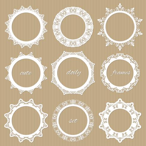 Round lacy doilies set. Decorative frames. vector