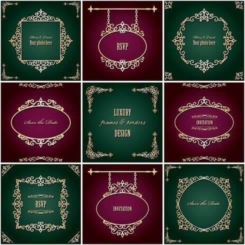 Luxury golden frames and borders set. Luxury design. vector