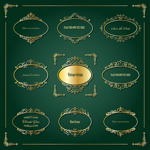 Luxury golden frames and borders set. vector