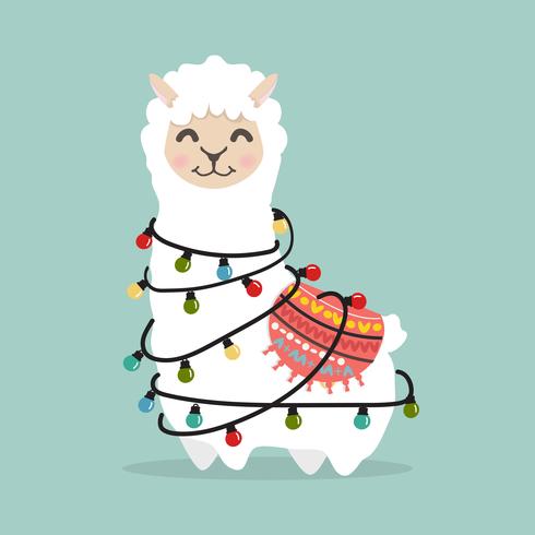 llama alpaca  fluffy with light bulb vector