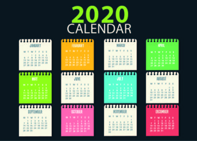 Colorful Calendar Template School Childish  vector