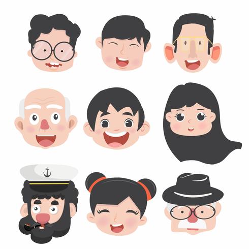 Collection of Funny cartoon avatars vector