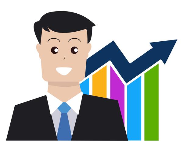 Character Businessman With Graph vector