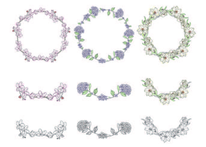 Wreath Flowers Collection vector