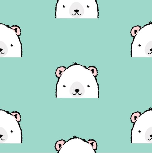 Lindo patrón de oso polar blanco vector