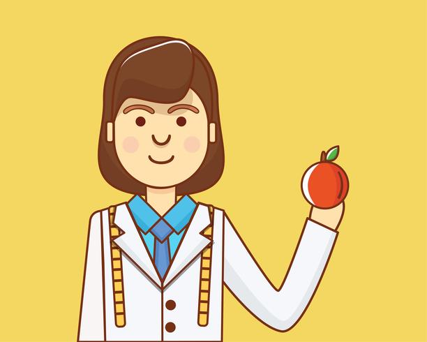 Nutritionist Character With Apple vector