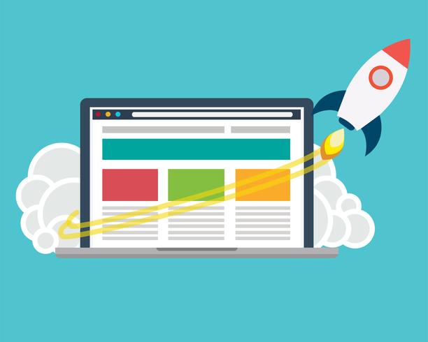 Success Website With Rocket  vector
