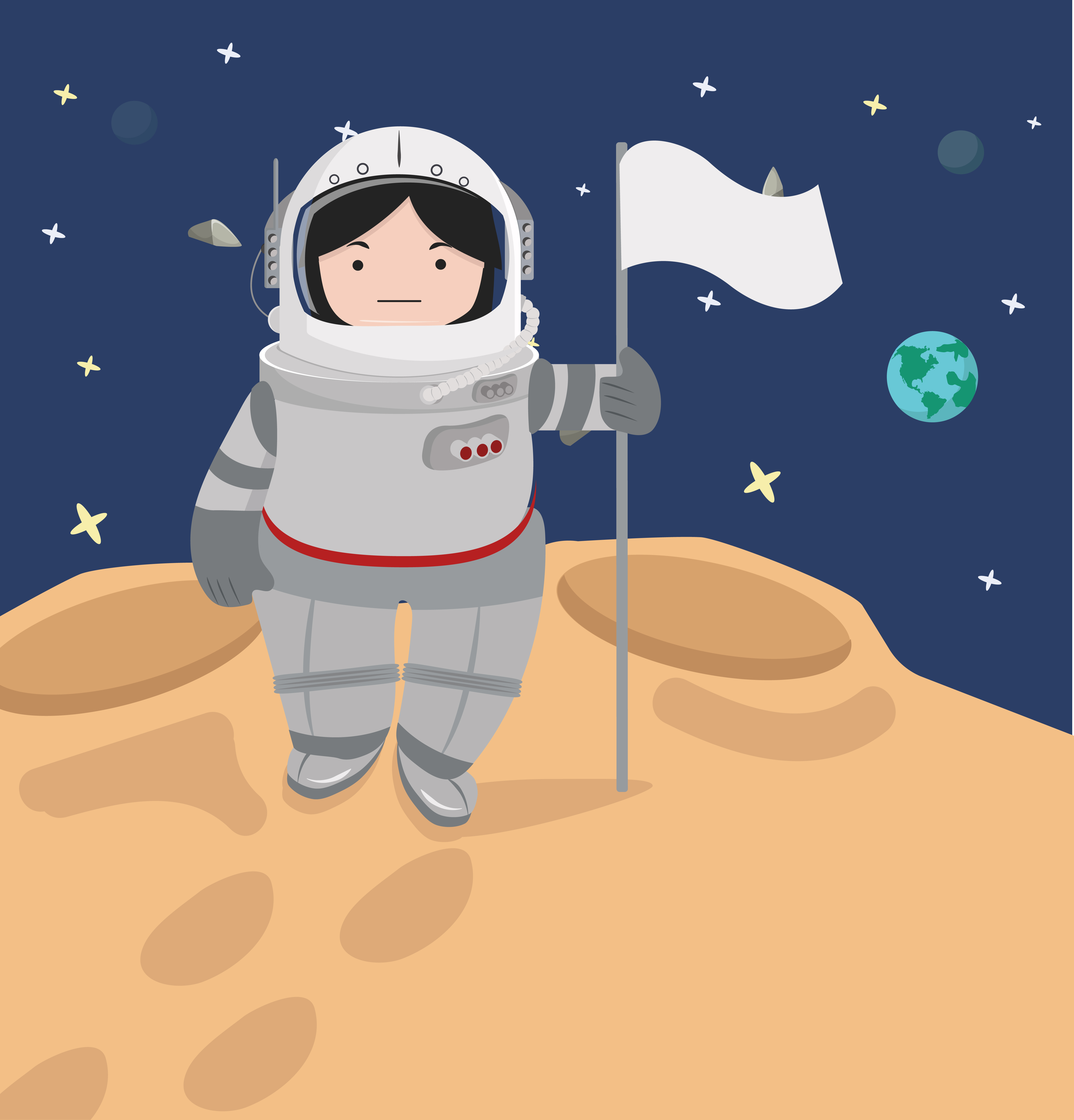 Small girl Astronaut in a space 670956 Vector Art at Vecteezy