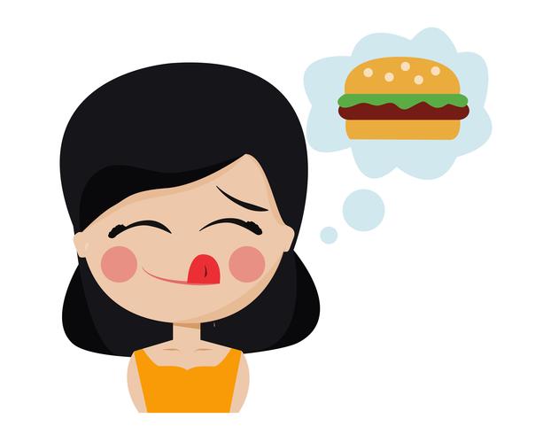 Hungry Girl Daydreaming vector