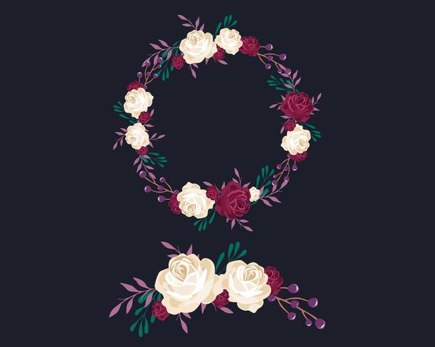 Set of Purple Wreath vector