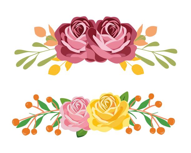 Pink and Yellow Bouquet Set vector