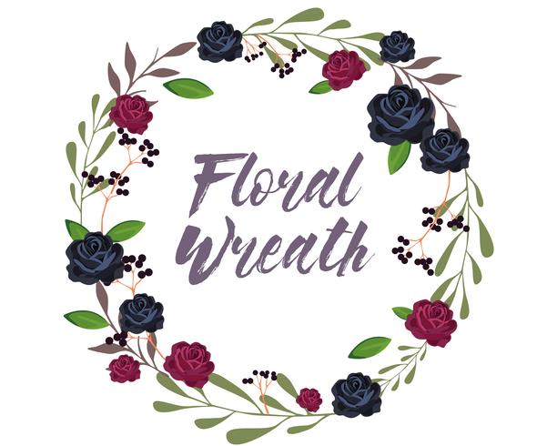 Blue and Red Floral Wreath vector