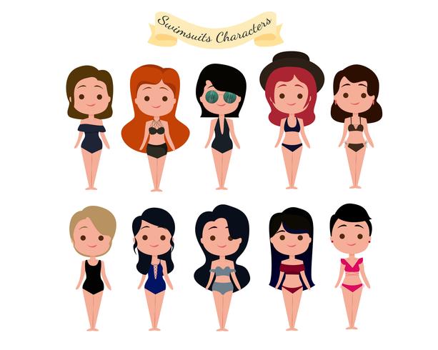 Set of Swimsuits Character  vector