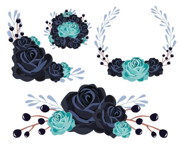 Blue Bouquets Set vector