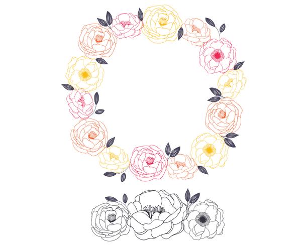 Outline Hand Drawn  Wreath vector