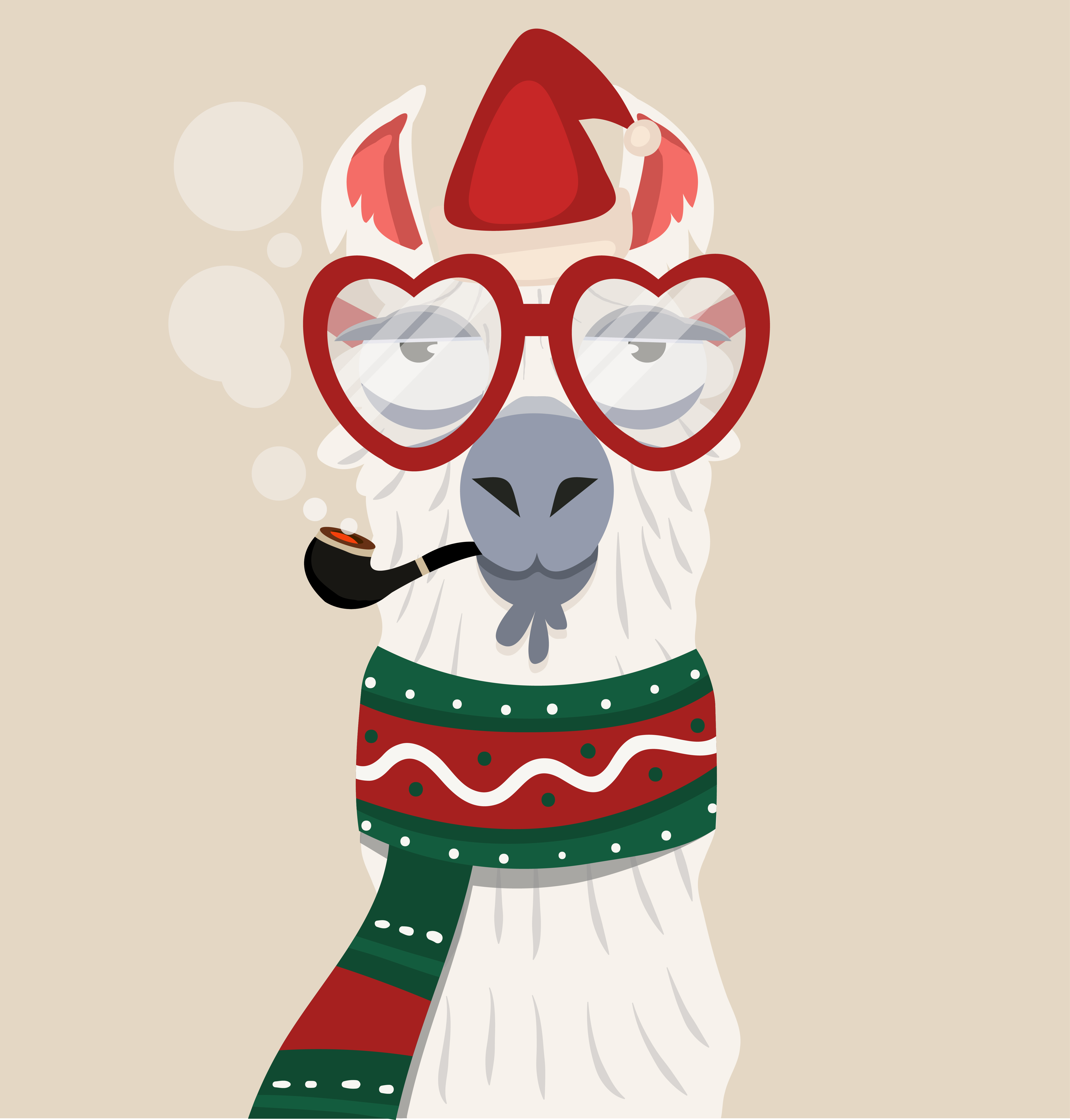 Alpaca with Christmas Hat and Scarf 671008 Vector Art at Vecteezy