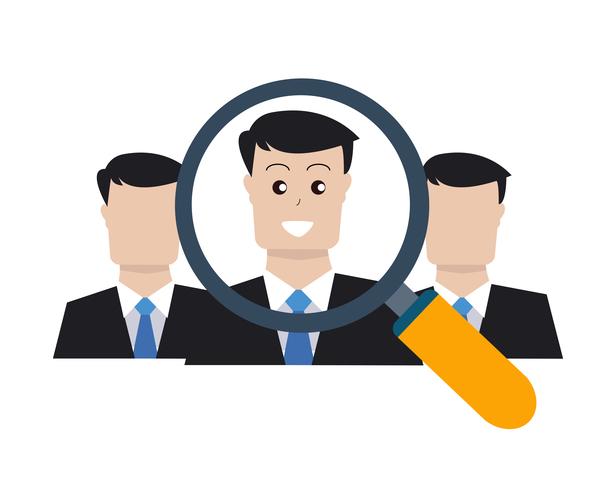 Teamwork Character With Magnifying Glass  vector