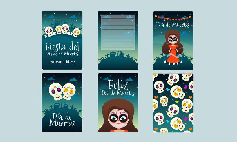 Fiesta del Dia de los Muertos Cards vector