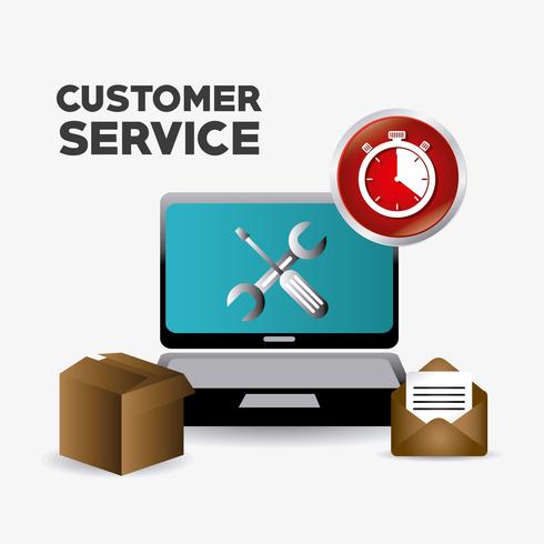 Customer service support elements around laptop vector