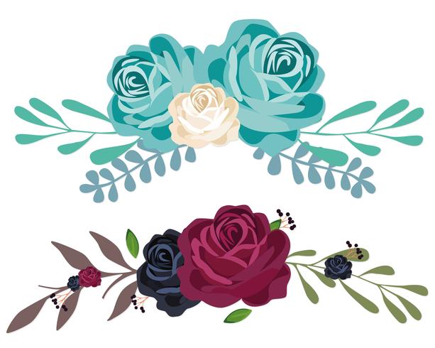 Conjunto de ramo de flores vector