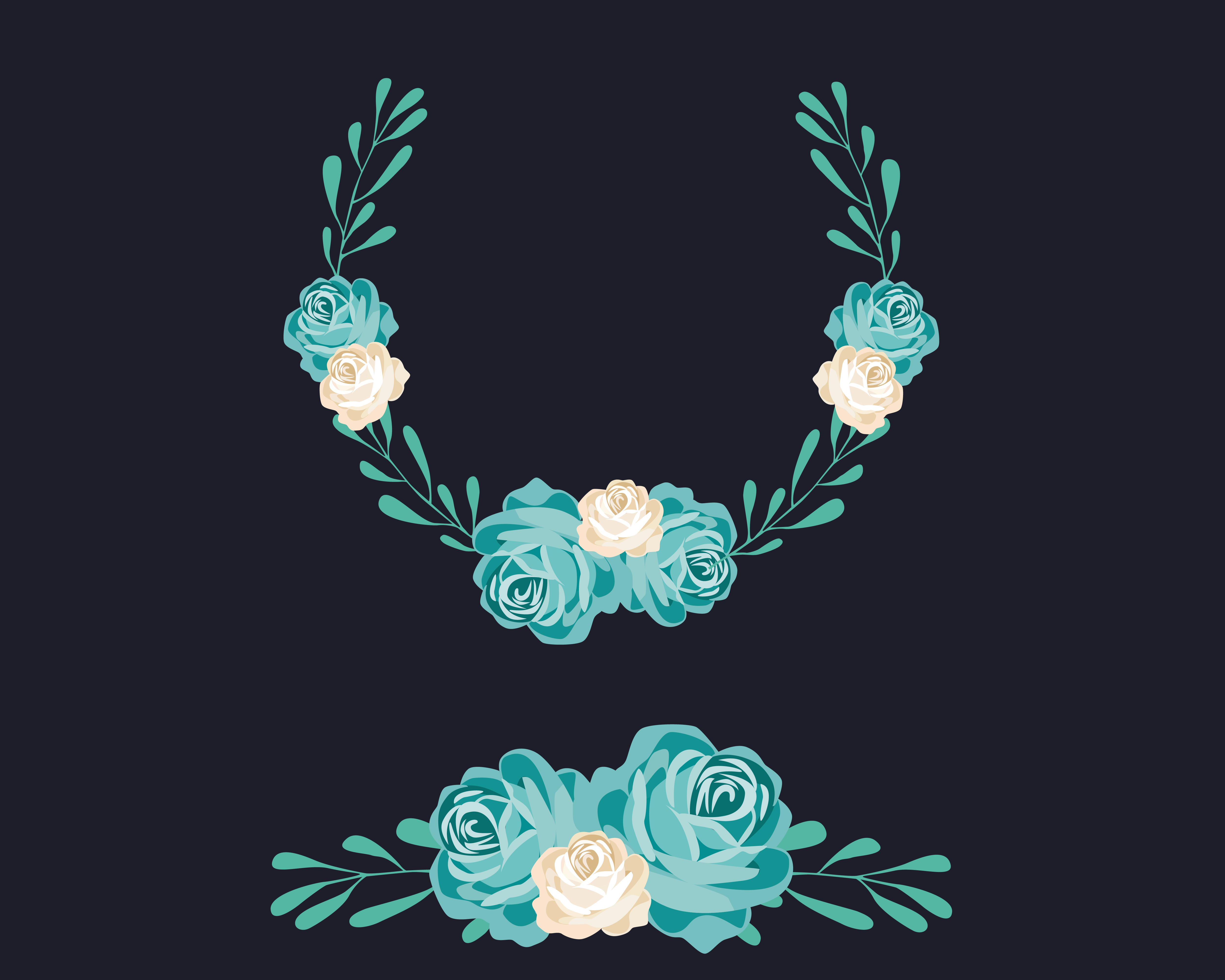 Blue Floral Wreath 671104 Vector Art At Vecteezy