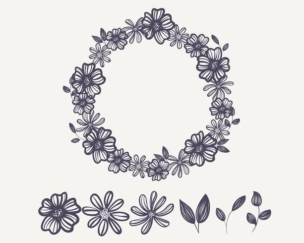 Wreath Outline Flower vector