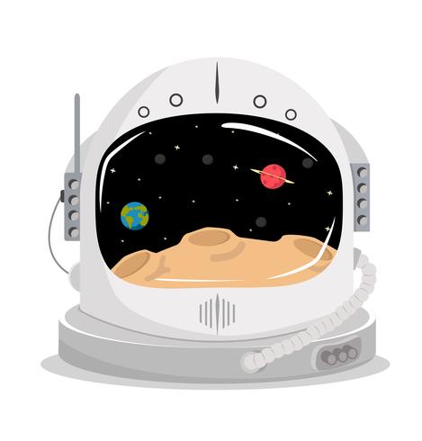 space helmet with planet in visor vector
