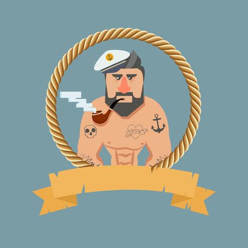 Vintage Sailor with a pipe vector