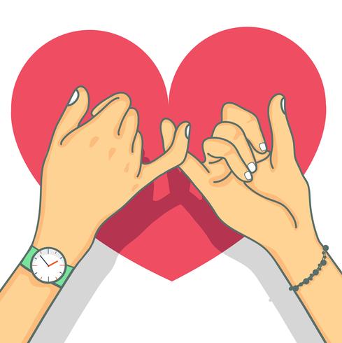 Hand drawn pinky promise with heart vector