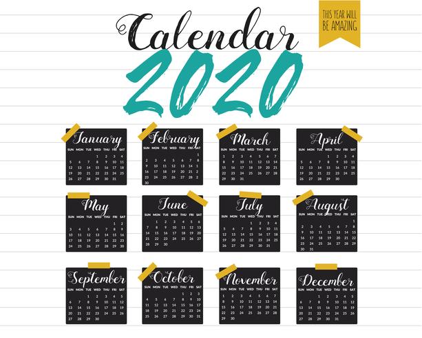 2020 Calendar Layout  vector