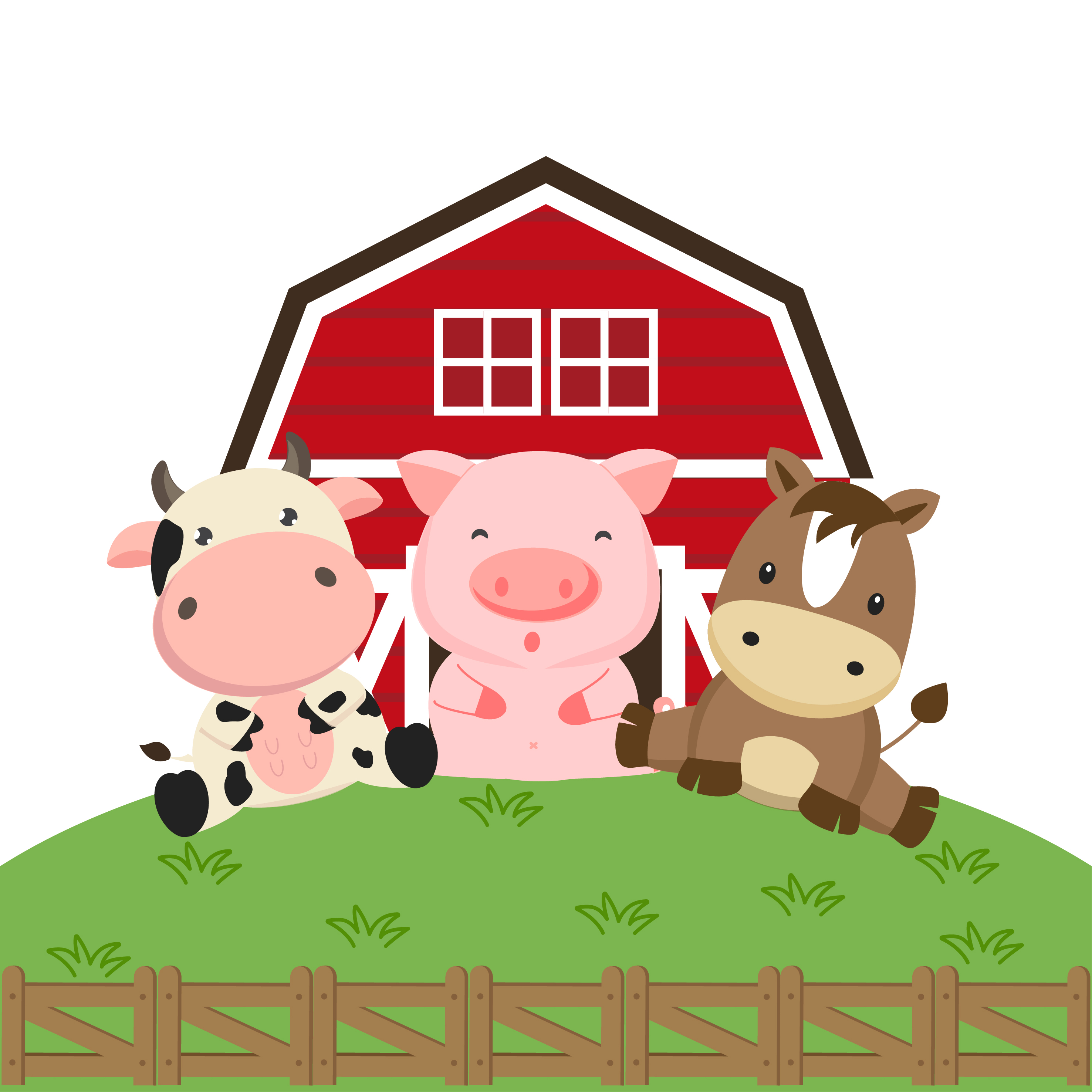 Farm animals cartoon. Cow pig and horse in the farm. 671226 Vector Art at  Vecteezy